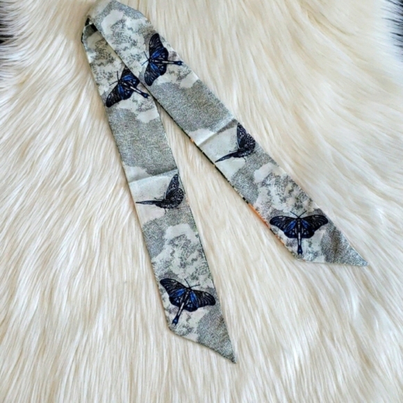 New Butterfly Silk Skinny Scarf Twilly - Picture 5 of 5